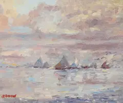Sails by J. D. Henderson, oil on card, sold Mar 2024