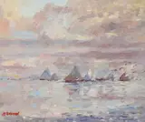 Sails by J. D. Henderson, oil on card, sold Mar 2024