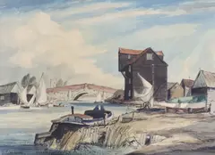 Easter Wroxham Bridge by Leslie H. Moore, watercolour, offered Mar 2024