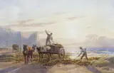 Coastal landscape with horse and cart by Copley Fielding, watercolour, sold Mar 2024