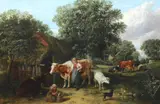 Farm scene with figures and oxenoil on canvassigned and by Arthur James Stark, oil, sold Mar 2024