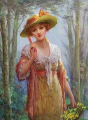 Gathering Daffodils by Sydney Percy Kendrick, oil on canvas, sold Mar 2024