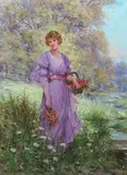 Gathering Harebells by Sydney Percy Kendrick, oil on canvas, sold Mar 2024