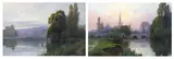 Temple Lock on the Thames and Abingdon on Thamesoil by Alfred Fontville de Breanski, oil, sold Mar 2024