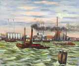 Port d by Sauveur Terracciano, oil on canvas, sold Mar 2024