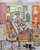 Untitled by Fred Yates, oil on board, sold Mar 2024