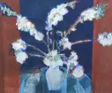Cherry Blossom by Margaret Traherne, oil on canvas, sold Mar 2024