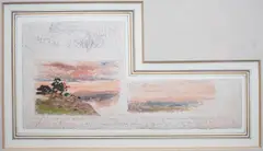 A landscape at sunset by Samuel Palmer, pencil and watercolour, sold Mar 2024
