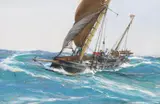 Rough Weather by Montague Dawson, gouache on card, sold Mar 2024