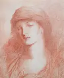Head of a womansanguine chalkmonogrammed and dated 189035 by Simeon Soloman, 1890, drawing, sold Mar 2024