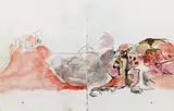 81 Pink rock study with sun by Graham Sutherland, watercolour, sold Mar 2024