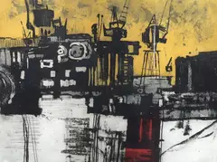Dock by Norman Ackroyd, etching and aquatint, sold Mar 2024