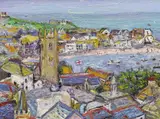 St Ives roof tops, April by Linda Weir, oil on board, sold Mar 2024