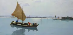Lagoon by Giuseppe Marino, oil on canvas, sold Mar 2024
