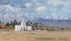 Middle Eastern scene by John Doyle, gouache, sold Mar 2024