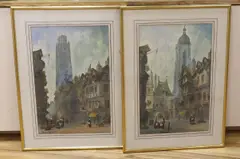 Rouen Square by Paul Braddon, watercolor, sold Mar 2024