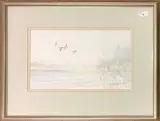 Wildfowl over the Broad by Jason Partner, 1987, watercolour, sold Jun 2024