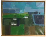 Abstract by John Stops, oil on canvas, sold May 2024