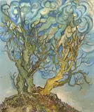 Erotic Trees by Daniel Gleeson, 1974, acrylic on board, sold May 2024