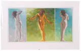 Tumult in Gold, Green and Grey by Krys Leach, oil on board, sold May 2024