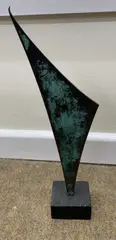 Abstract Signed with initials CB and numbered III/IX Blue patinated and polished by Chris Buck, sculpture, sold May 2024