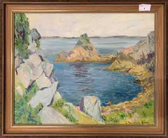Isles of Scilly by Elizabeth Lamorna Kerr, oil on board, sold May 2024