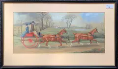 Horse and coach party by Thomas Walsh, gouache, sold May 2024