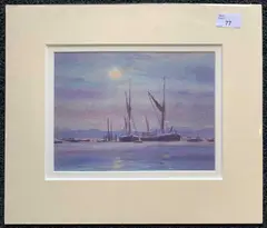 Orwell Moonlight by Andrew King, watercolour, sold May 2024