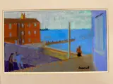 Coastal scene with figures Pastel by Derek Inwood, Pastel, again, sold May 2024