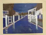 Riverside scene by Derek Inwood, Pastel, riverside scene, sold May 2024