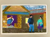 Figures by a boat shed by Derek Inwood, Pastel, figures by a boat shed signed mounted approximately, sold May 2024