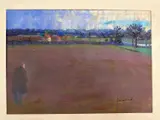 Country landscape by Derek Inwood, Pastel, country landscape, signed, sold May 2024