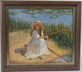 Young girl fishing by René Legrand, oil on canvas, offered Oct 2026