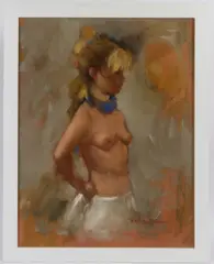 Nude with blue necklace by Thomas Quinn, oil on board, sold Oct 2026