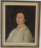 Head and shoulder portrait of a woman inscribed Mrs V Evans by P Evans, oil on board, sold Oct 2026