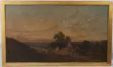 Landscape with farm buildings and figures on a track by James Edwin Meadows, 1868, oil on canvas, offered Oct 2026