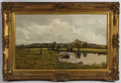 At Weston on Trent by Benjamin Williams Leader, 1897, oil on canvas, offered Oct 2026