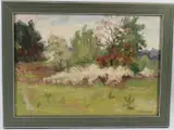 Landscape with trees by Alexandre Maximento, oil on board, offered Oct 2026