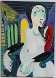 Seated nude in the style of Picasso by D Linton, 2013, oil on canvas, offered Oct 2026