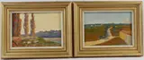 Landscapes pair of oils on boards by Eugène Brouillard, oil, offered Oct 2026