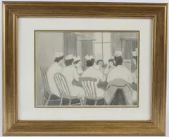 Nurses at Royal Berkshire Hospital Reading 1945 by Hubert Arthur Finney, pencil and wash, sold Oct 2026