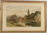View of a river with swans by Albert Stevens, watercolour, offered Oct 2026