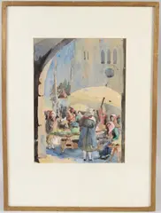 Market Zagreb by Lily Florence Waring, watercolour, sold Oct 2026