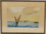 Gozo Boat 1956 by Joseph Galea, watercolour, sold Oct 2026