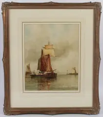Ships in harbour by Frederick James Aldridge, watercolour, sold Oct 2026