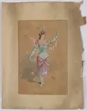 Theatre costume design ink and by William John Charles Pitcher, ink and watercolour, sold Oct 2026