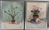 Still lives of fruit and flowers pair of watercolours by J O Fisher, watercolor, sold Oct 2026