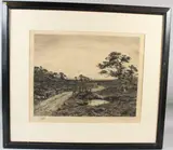 Landscape with figure on a bridge engraving by Frederick Albert Slocombe, 1883, engraving, offered Oct 2026
