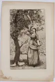 Gathering Apples etching by Thomas Riley, 1882, etching, sold Oct 2026