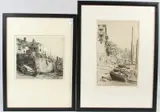 Coastal cottages etching by Margaret M Rudge, etching, sold Aug 2026